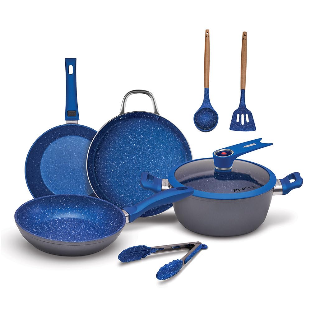 Batería de Cocina Flavorstone Azul Light Master Set de 8 Piezas