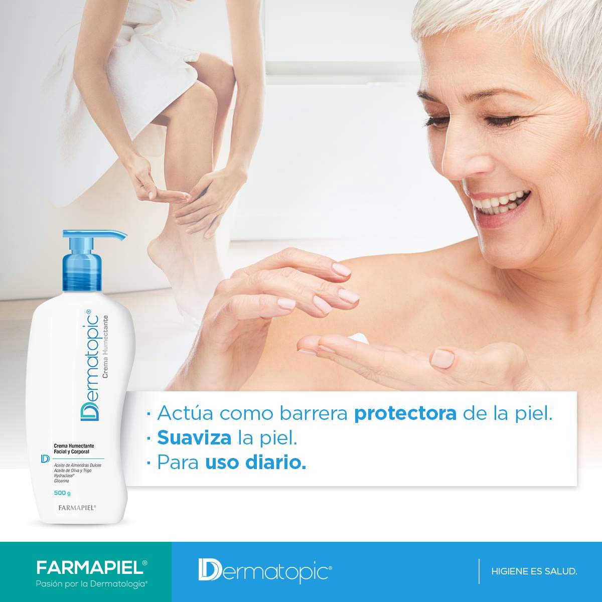 DERMATOPIC Crema Humectante Facial y Corporal | Aporta Suavidad e Hidratación Intensa | Crema Hidratante Ideal para Pieles Secas en Uso Diario | Recomendada por Dermatólogos | 500 gr