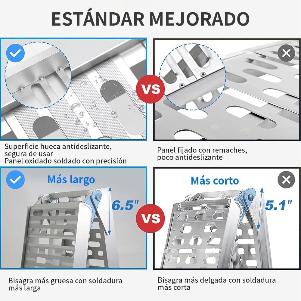BOBOJIIIER Rampa Plegable De Aluminio para Motocicleta/Cuatrimoto ATV, Capacidad De 550KG 1200Libras, 222,5 x 28 x 5 cm para Motocicletas, Bicicletas, UTV, ATV, Camiones y Equipos de Jardinería