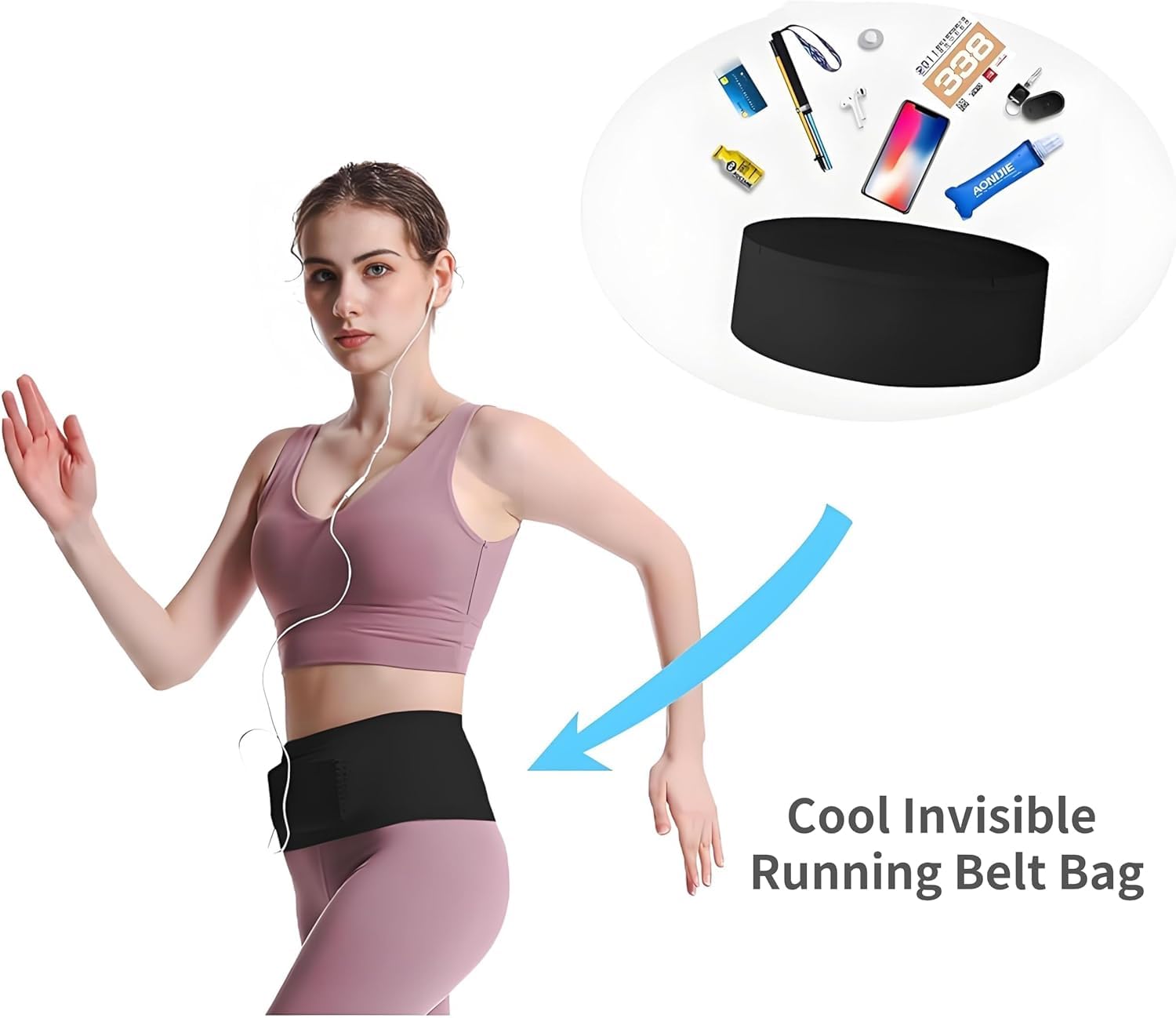 LBYHZS Riñonera para Correr, Cangurera Deportiva Elástica, Riñonera Delgada Ajustable, Cangurera para Correr para Hombre y Mujer, Ideal para Ciclismo, Trotar, Running, Gimnasio, Viaje (L)
