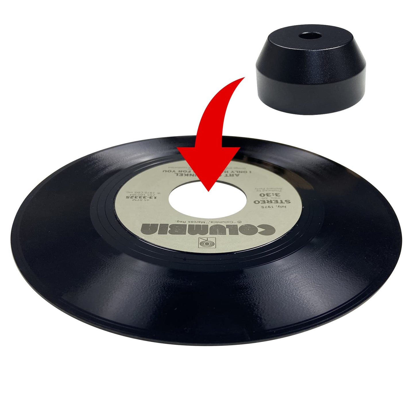 45 RPM Adapter Solid Aluminum 7 Inch Vinyl Record Dome 45 Adapter for Turntables (Black)