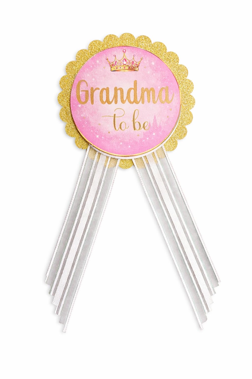 Grandma to be Pin Princess Baby Shower Pin - Rosa y dorado, It's a Girl, Baby Sprinkle, Una talla, Cartulina cartulina cinta de satén