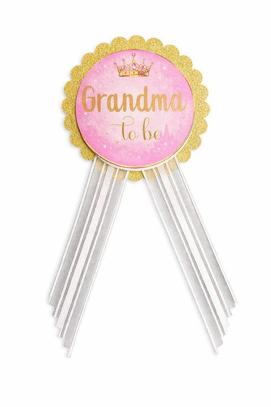 Grandma to be Pin Princess Baby Shower Pin - Rosa y dorado, It's a Girl, Baby Sprinkle, Una talla, Cartulina cartulina cinta de satén