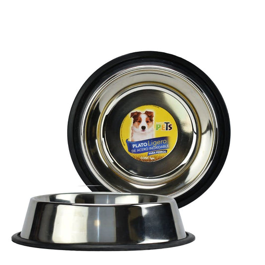 Fancy Pets Plato de Acero Inoxidable Ligero Antiderrapante para Perro con 32 Onzas o 907 Gramos