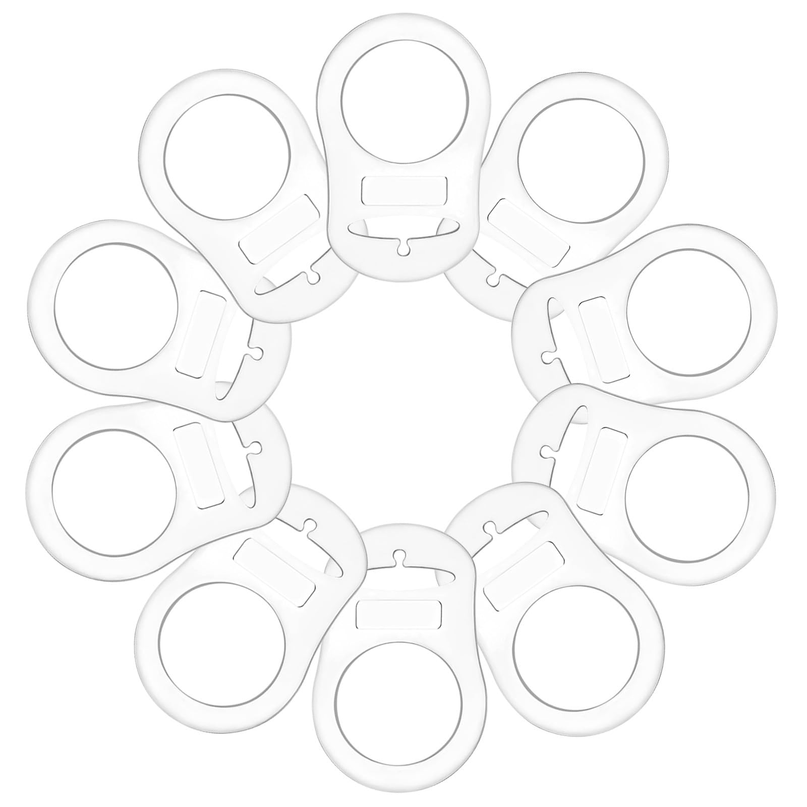 FENICAL - 10 anillos adaptadores de silicona para chupete y clip compatibles con MAM (suave y transparente)