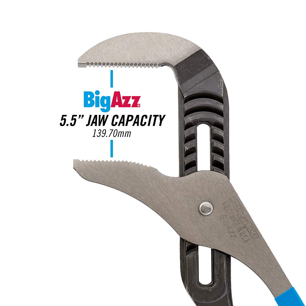 Channellock 480 BIGAZZ - Alicates de lengüeta y ranura | Alicates de junta de ranura de mandíbula recta de 20.25 pulgadas | Capacidad de mandíbula de 5.5 pulgadas | Dientes tratados térmicamente con