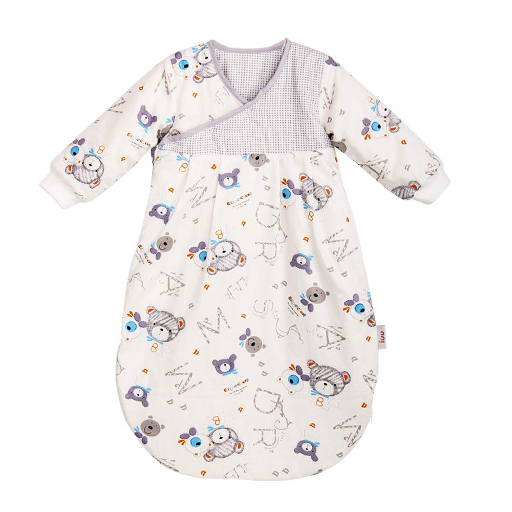 BLOOMSTAR - Saco de dormir para bebé de manga larga (3-12 m) Tog 2.5 cálido saco de dormir para recién nacido con brazos acolchados, manta de popelín de algodón para niños pequeños en una bolsa, para