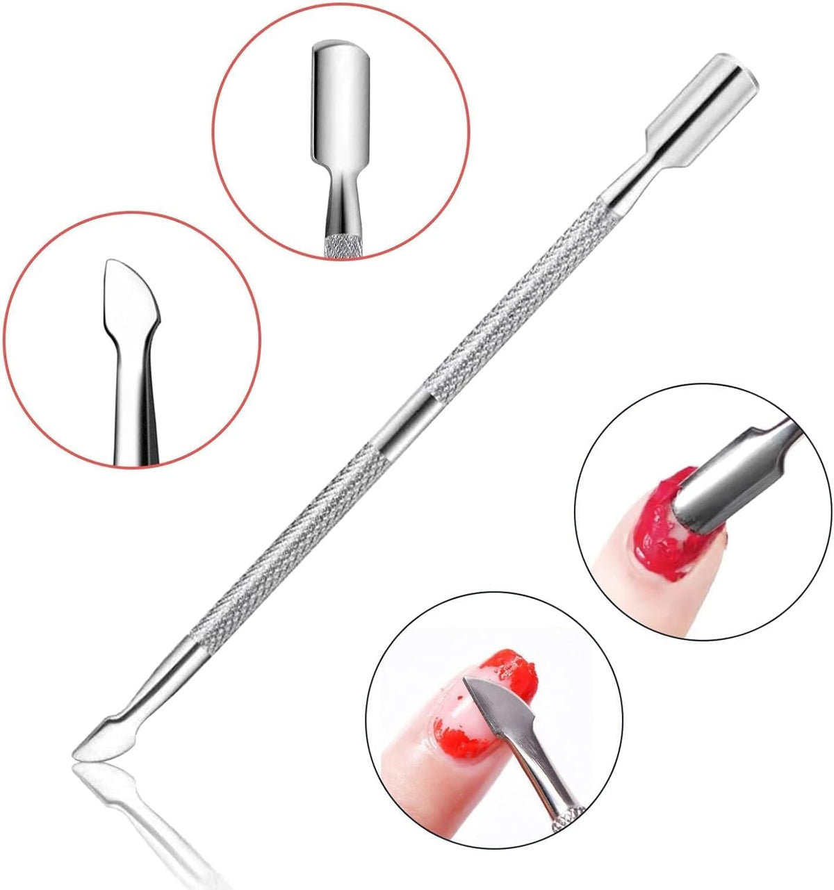 Envolturas de Aluminio Zuenlinks 500 Piezas con Almohadillas de Algodón Absorbente y Herramienta Empujadora de Cutículas de Acero Inoxidable para Uñas de Gel, Acrílicas y UV