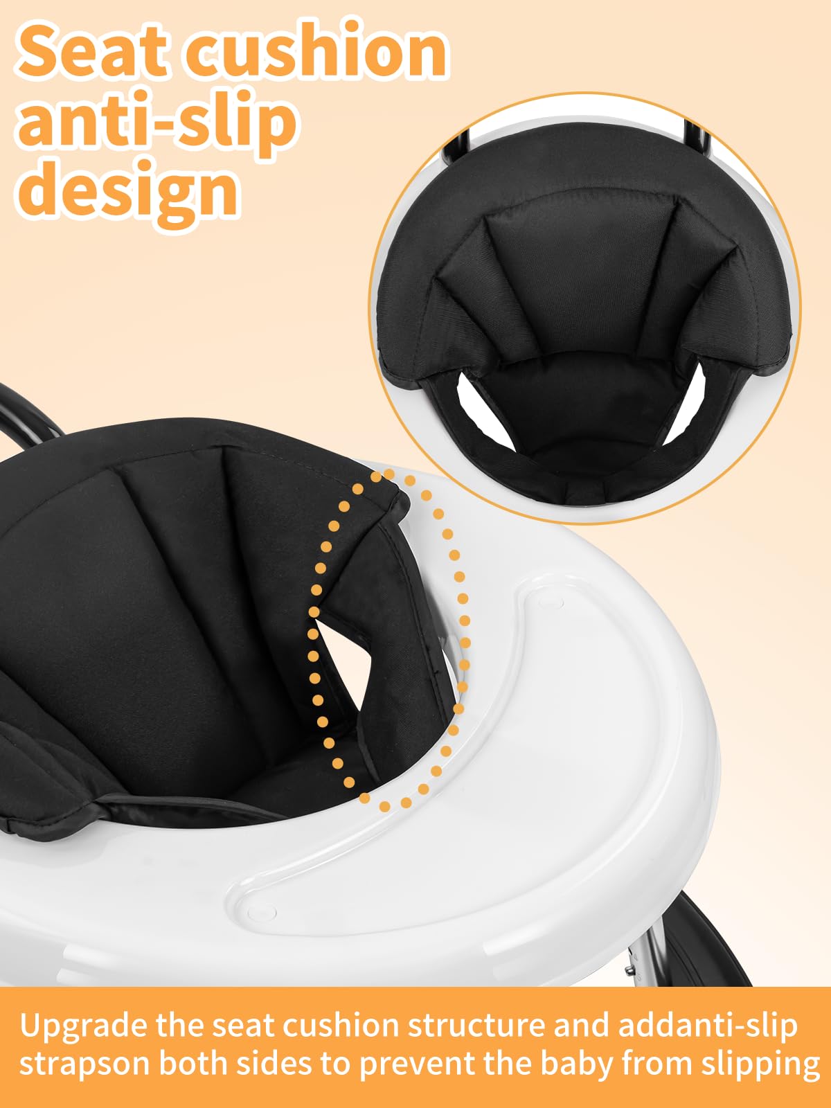 Baby Walker with Wheels, Activity Center with Mute Wheels Anti-Rollover, 5 Height Adjustable Foldable Baby Walkers for Boys and Girls from 6-18 Months with Footrest