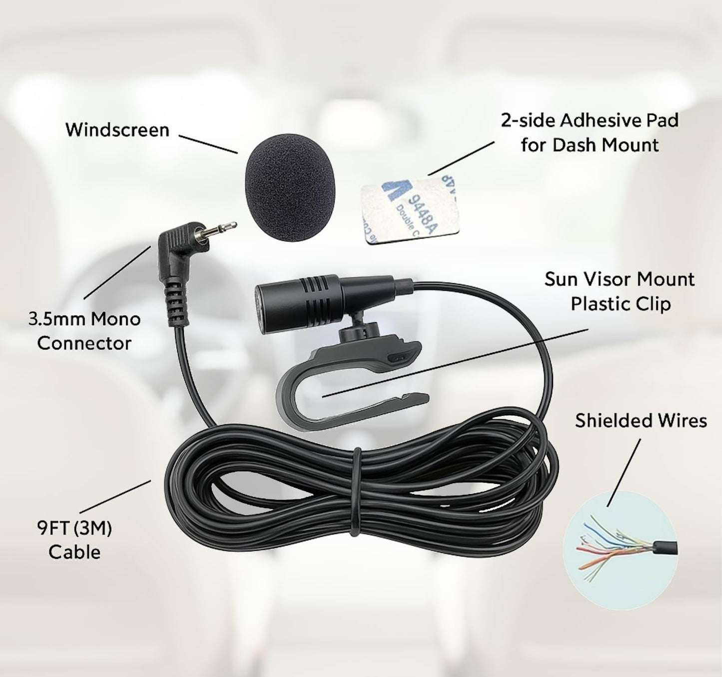 SCREENTRONICS - Micrófono de enchufe de 3,5 mm compatible con Kenwood DDX DMX DNR DPX KDC KMM Series estéreo de coche – Micrófono externo manos libres para llamadas Bluetooth y uso de navegación con