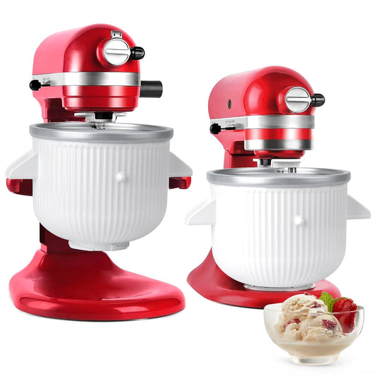 Accesorio para máquina de helados para batidora de soporte Kitchenaid, yogur congelado de 2 cuartos de galón, máquina de helado y gelatina de sorbete, se adapta a batidora de soporte Kitchenaid de