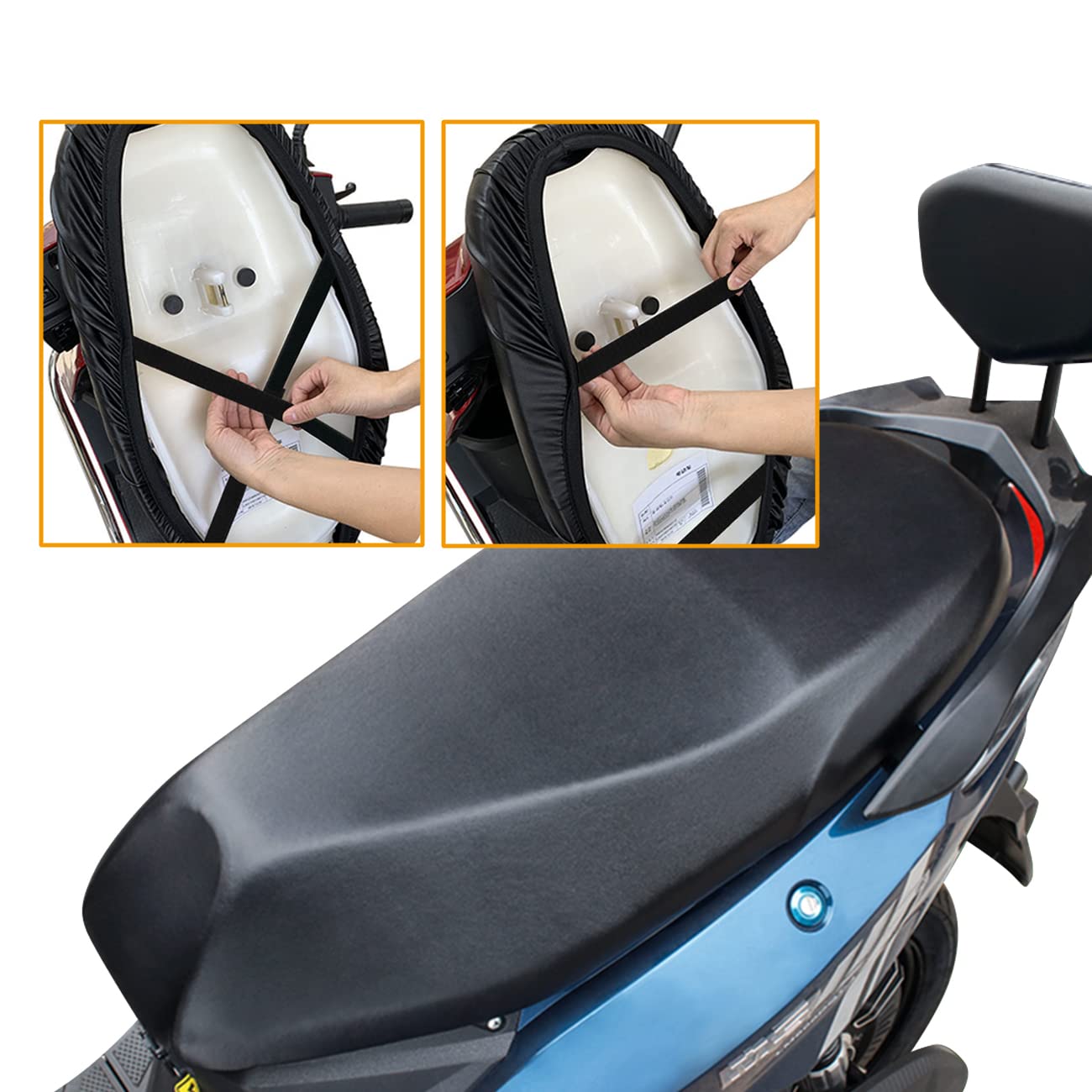 LIHAO Funda Impermeable para Asiento de Motocicleta Almohadilla de Cuero Asiento - Tamaño XXL, Negro