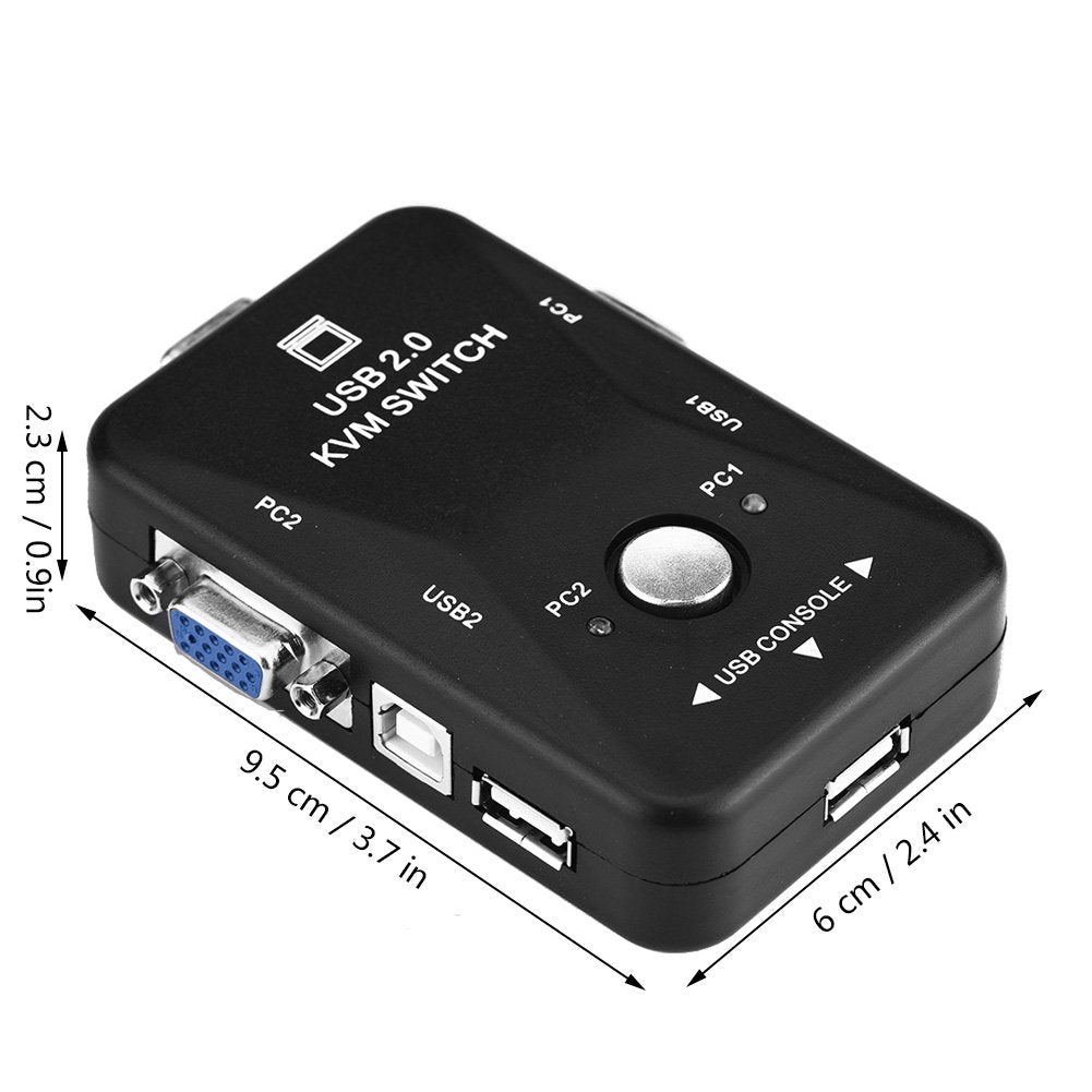 Fosa 2/4 Puertos Conmutador KVM VGA Conmutador Manual Adaptador de conmutador de Intercambio de Video USB 2.0 para Dos, Win3X, Win95 / 98 / 98SE / 2000 / ME/X(2 Puerto)