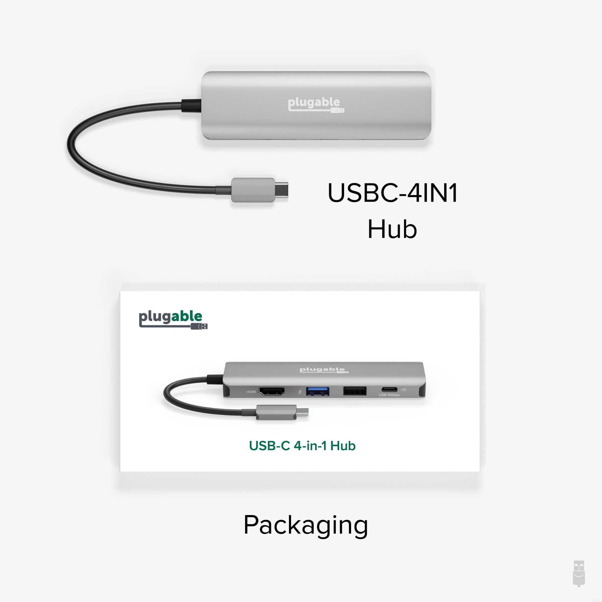 Adaptador Multipuerto USB C Plugable 100W Carga de Paso HDMI 4K 60Hz para Windows, Mac, iPad Pro y Chromebook