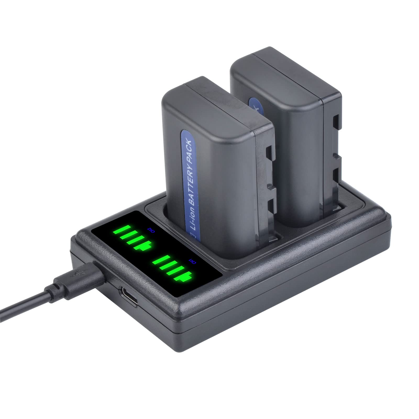 Baterías y Cargador Dual LED USB Tectra NP-FM50 para Sony HDR-HC1 DCR-TRV280