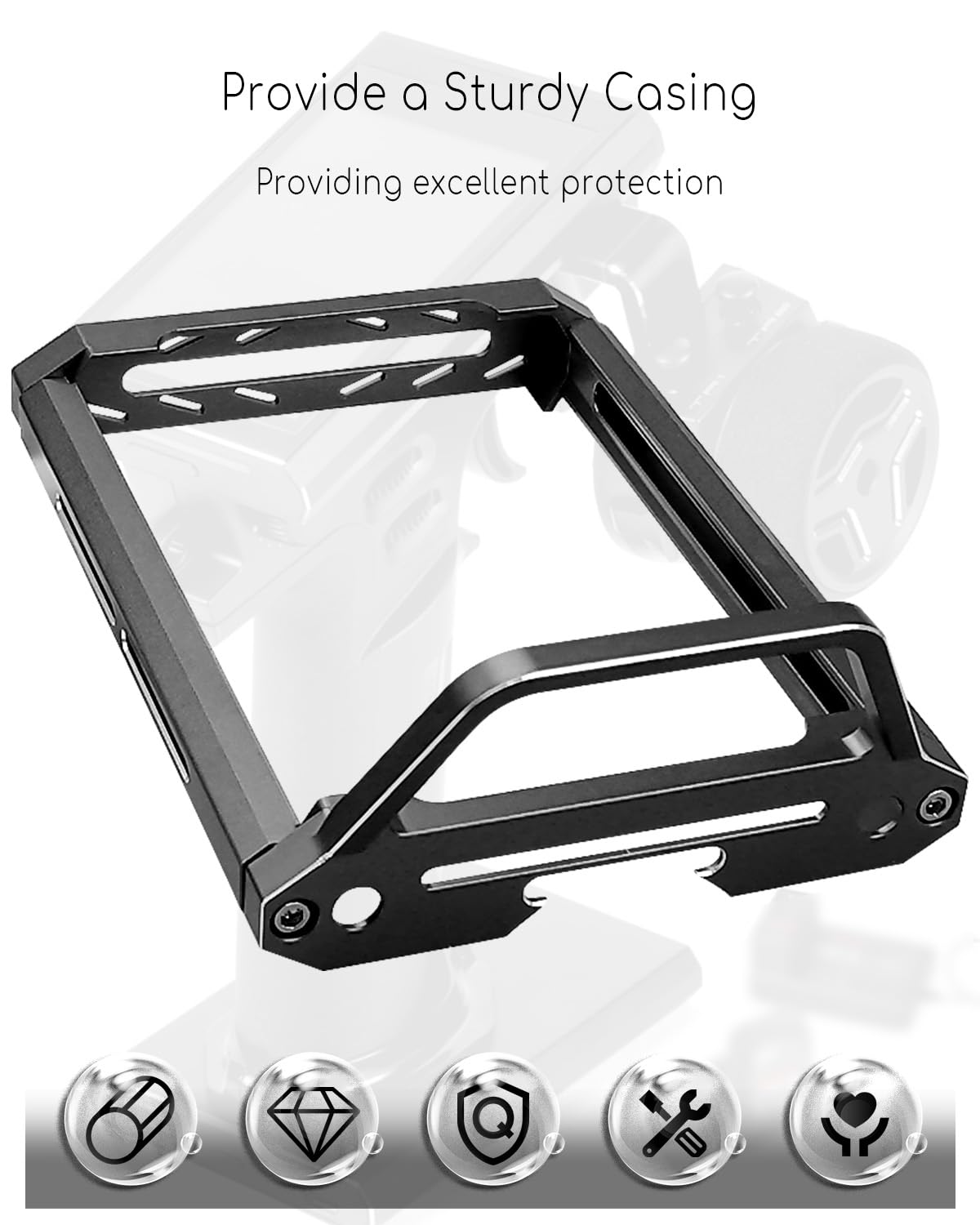 Marco Protector de Transmisor Flysky Negro de Aleación de Aluminio para Coche RC