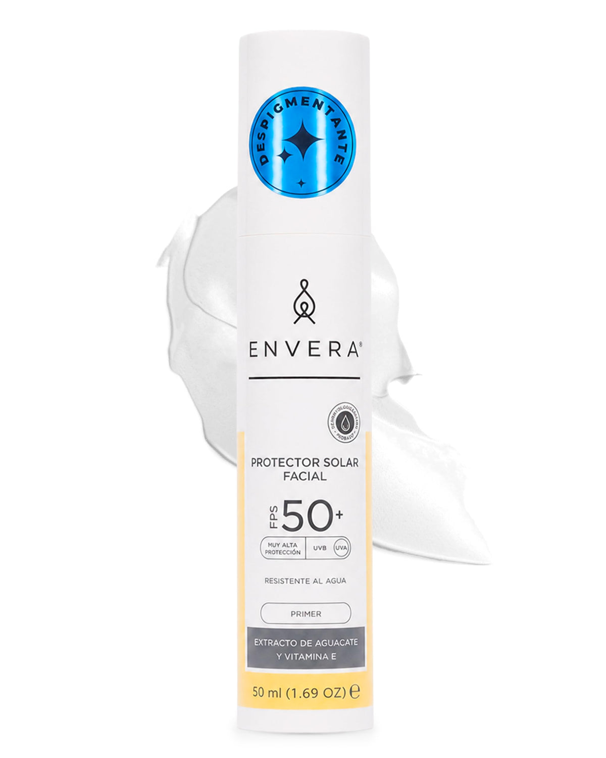 ENVERA | Protector Solar Facial Despigmentante SPF 50+ 2 En 1 | Bloqueador Solar Facial Oil Control Toque Seco + Primer Toque Seco | Acabado Mate Mousse | Vegano Resistente Al Agua