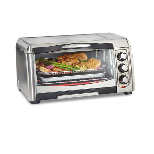 Hamilton Beach Horno Tostador con Freidora de Aire, 6 Rebanadas, Acero Inoxidable (31323)