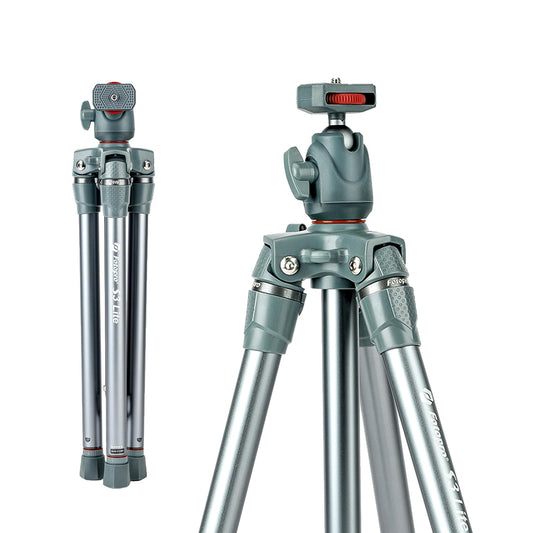 Fotopro - Trípode de cámara de 50 pulgadas, trípode de viaje ligero con cabezal de bola de 360, adaptador de acción, compatible con cámara DSLR, smartphone, carga máxima de 5.5 lb/2.5 kg