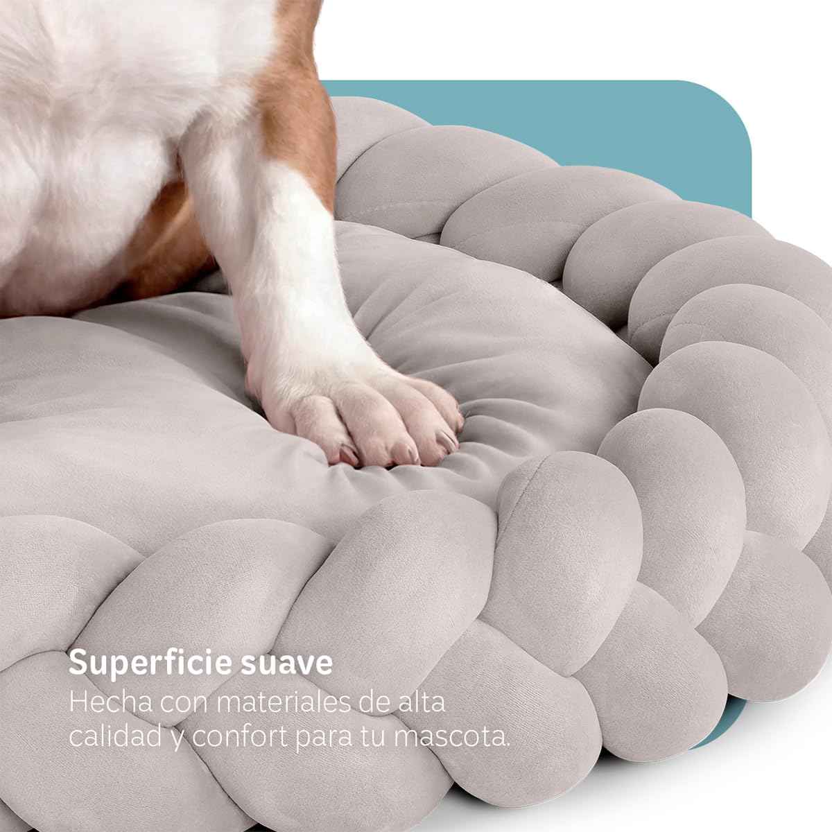 Cama Redonda Esquimal Beige Trenzada Lavable para Perro y Gato Chico