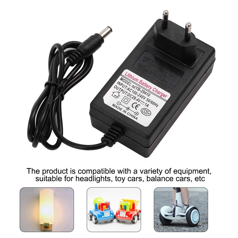 Bewinner 29.4V 1A Adaptador del Cargador Adaptador de Fuente de Alimentación para Smart Balance Car Scooter Indicador LED Adaptador de Corriente para Faros, Coches de Juguete,etc(EEUU pulg)