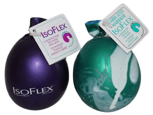 Isoflex Pelota de terapia de manos y ejercicio con un libro electrónico. 2 unidades, un color sólido y uno mármolizado. Ideal para aliviar el estrés, ejercicio de mano y muñeca para ADD/TDAH, para todas las edades (varios colores)