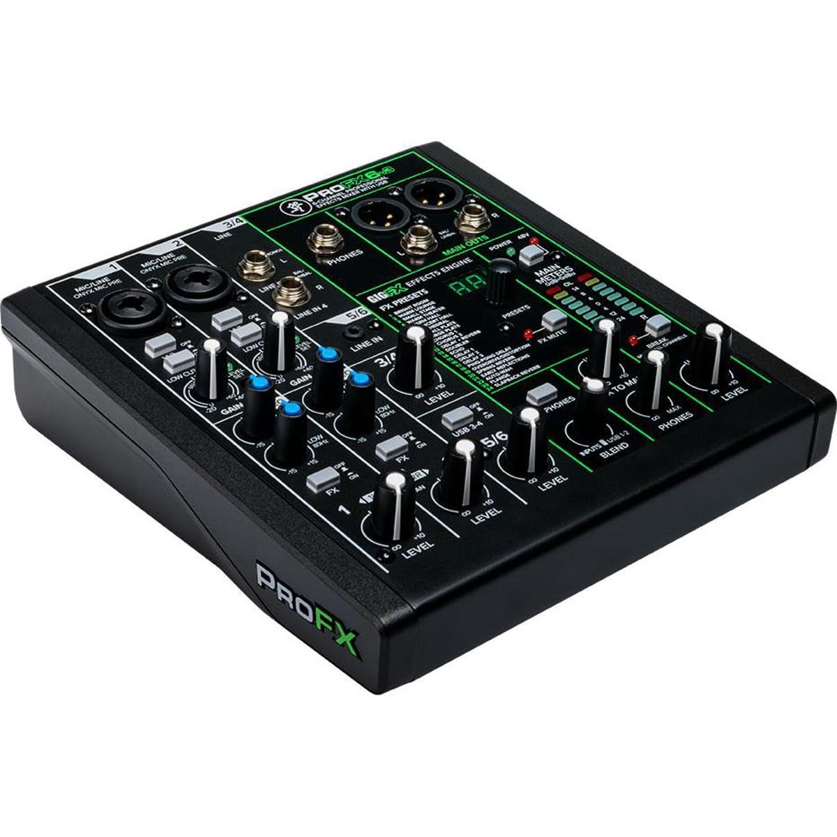 Mezclador Profesional Mackie Effects USB 6 Canales ProFXv3 Preamplificadores Onyx Motor GigFX
