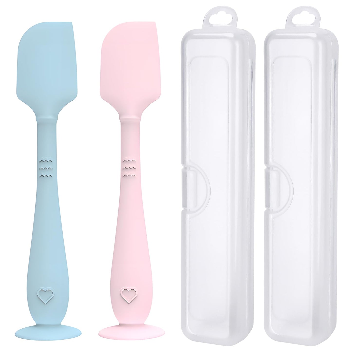 YENLNI Espátula para crema de pañal (paquete de 2) con estuche de viaje higiénico, espátula para el trasero de bebé con base de succión, aplicador de crema para la dermatitis del pañal de silicona sua
