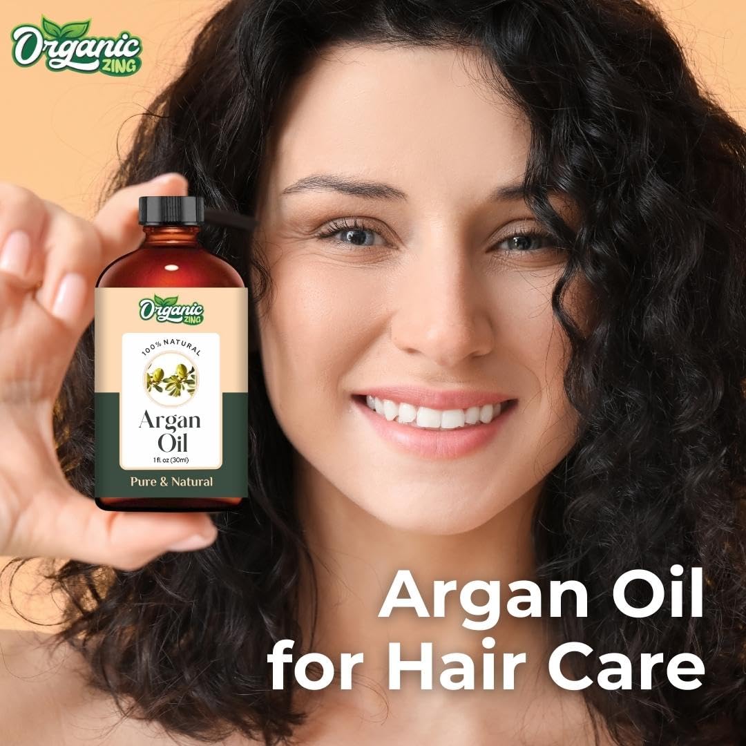 Organic Zing Argan Oil Pure & Natural for Skin, Face, Hair Care & Massage - 30ml