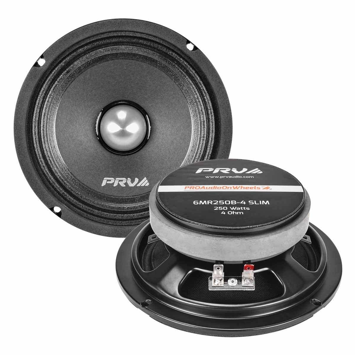 Altavoces de Rango Medio PRV AUDIO 6.5 Pulgadas 250 Vatios 4 Ohmios Compactos para Coche