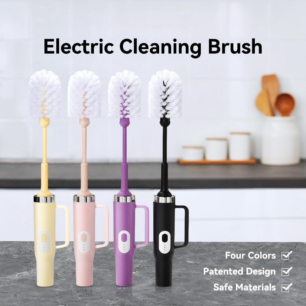 Booqiboy - cepillo para polvo eléctrico recargable para botella y taza, limpieza completa de 360° sin puntos ciegos, adecuado para biberones, tazas de 64 onzas, pajitas, copas de vino, etc., fácil de