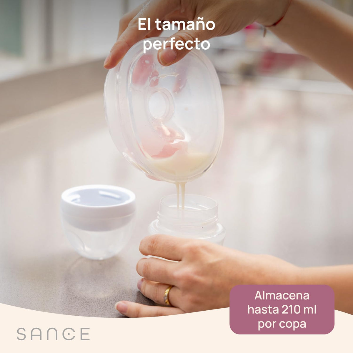 SANCE Extractor de Leche Doble Manos Libres - Gran Succión - Blanco y Rosa