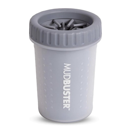 Dexas Medium MudBuster - Lavadora portátil para patas de perro, gris claro, suministros para mascotas y accesorios para perros de alta calidad, limpieza, autolimpiante, silicona, 6 x 6 x 6 pulgadas,
