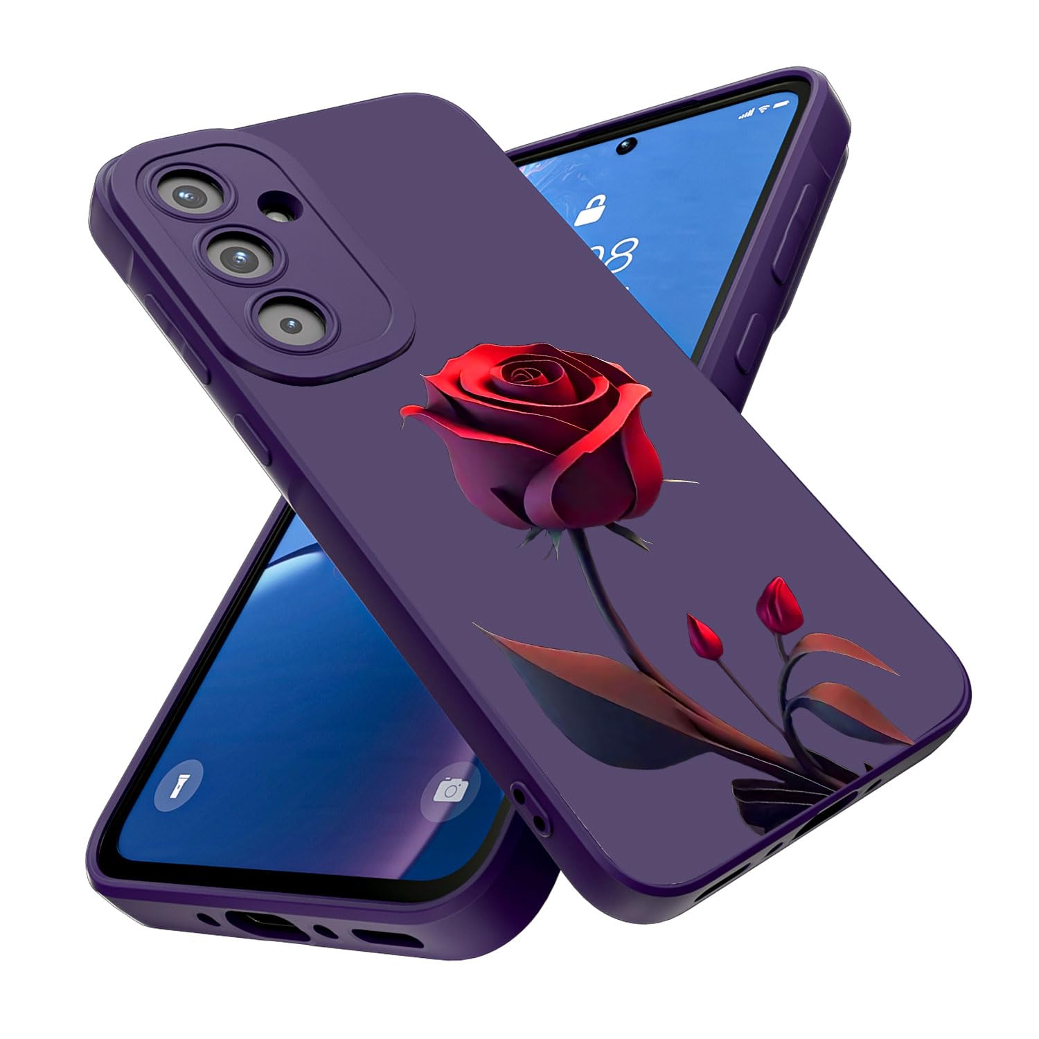 Threehao Funda para Samsung Galaxy S23 FE Case Uso Rudo, Ultra Delgado Flexible Silicona Púrpura Carcasa con Aesthetic Dibujos Flores, Antigolpes Anti-arañazos Protectora
