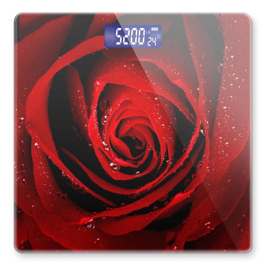 Báscula digital de baño para peso corporal de 400 libras, báscula digital personalizada con pantalla retroiluminada, fácil de leer (batería no incluida), rosa roja