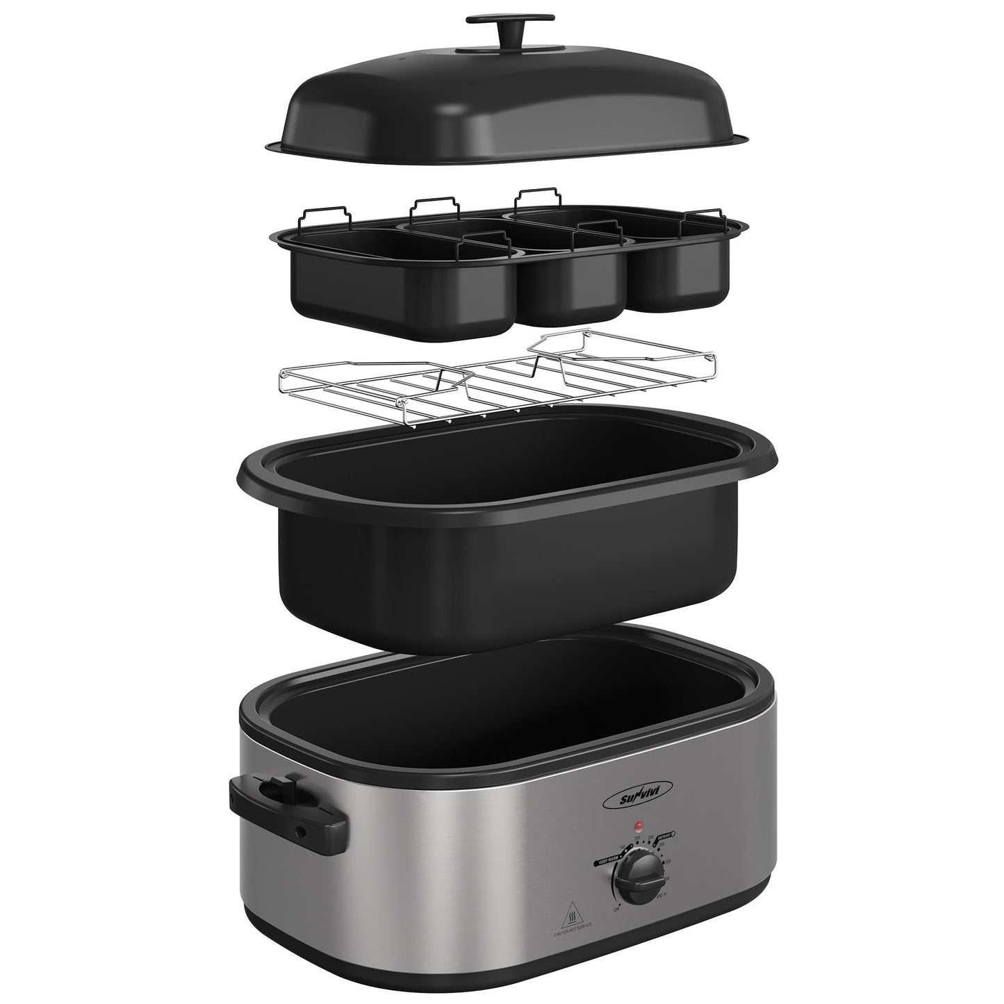 Horno Tostador Eléctrico Sunvivi 24 Cuartos con Control de Temperatura y Bandejas de Buffet Extraíbles