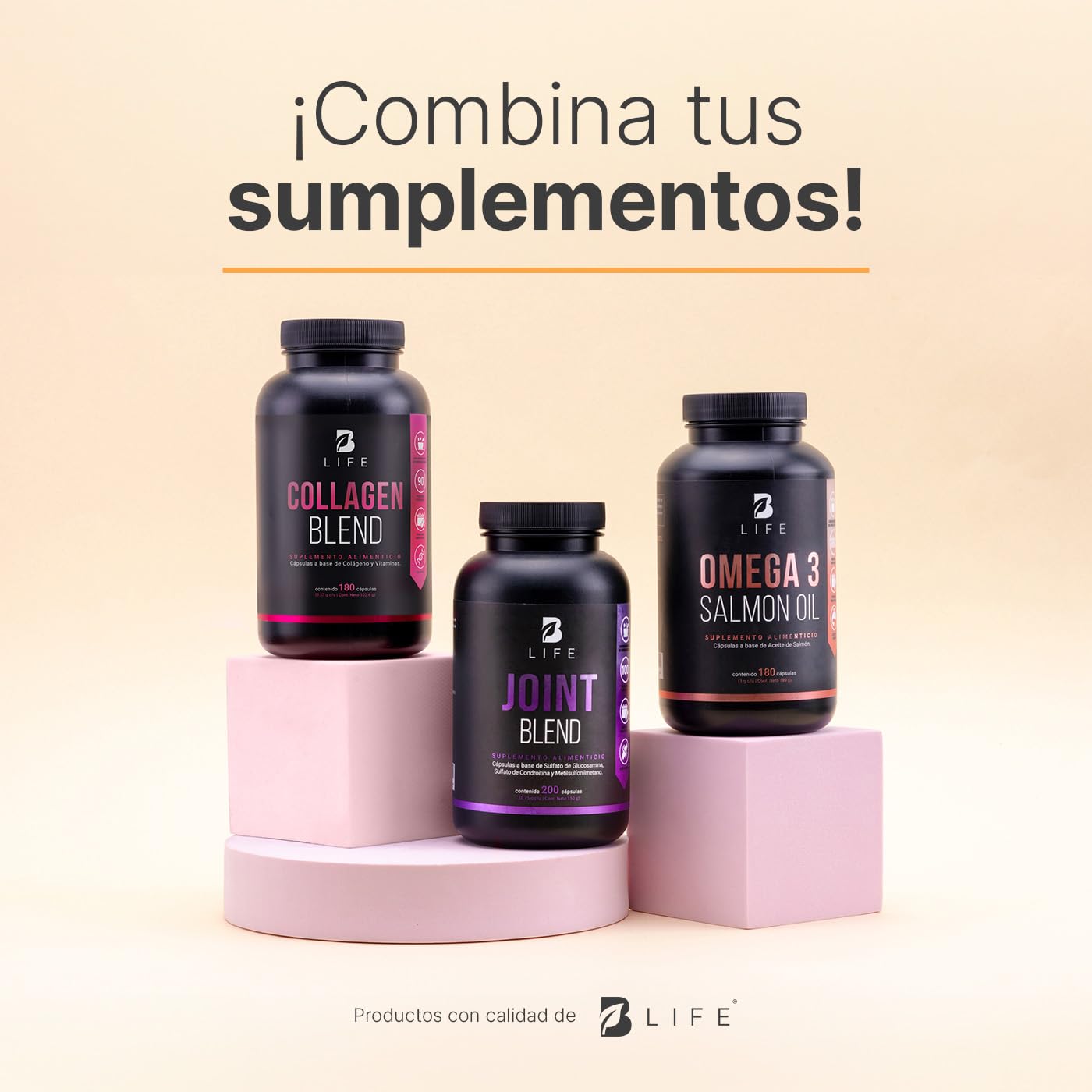B Life Company Glucosamina, Condroitina y MSM 200 Cápsulas 1500 mg por porción. Ingredientes Naturales. Joint Blend.