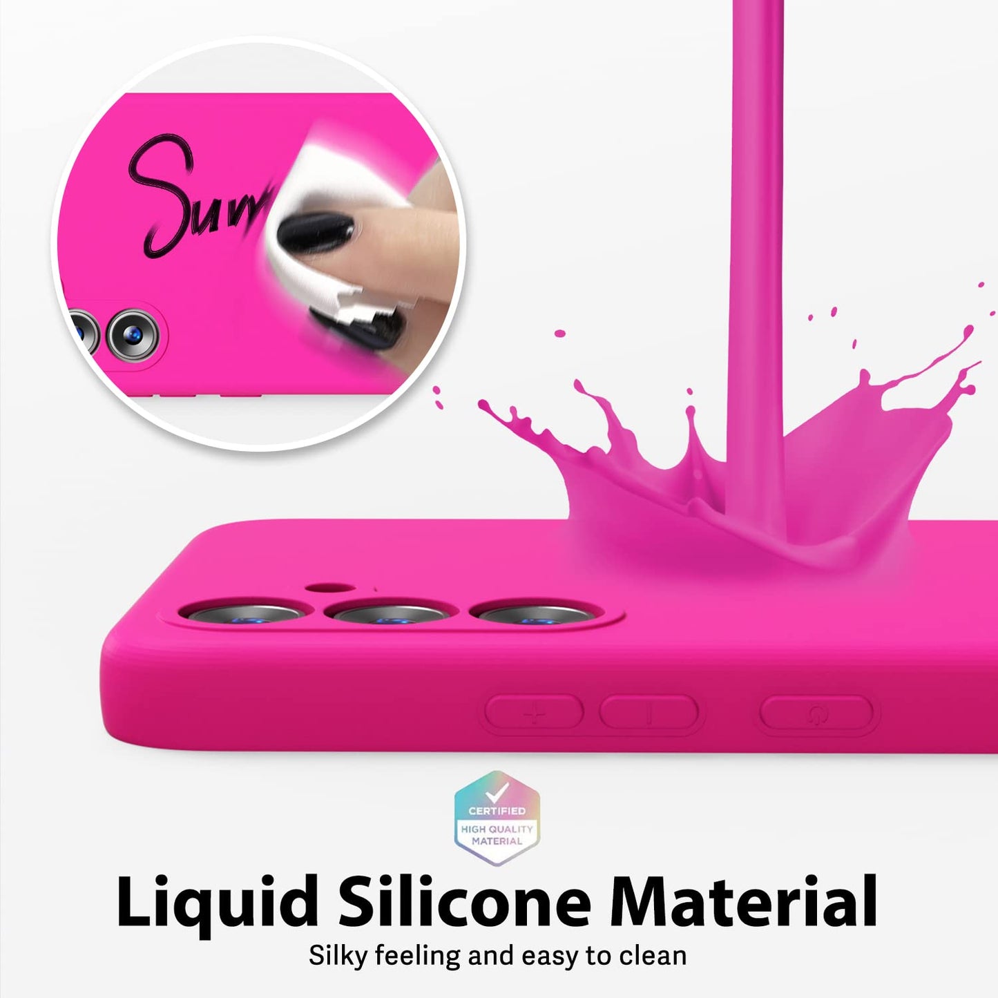 oakxco - Funda de silicona líquida para Samsung Galaxy A54 de 5 g, color sólido fluorescente, delgada, de goma suave, de poliuretano termoplástico suave, lisa, mate para mujeres y niñas, color rosa