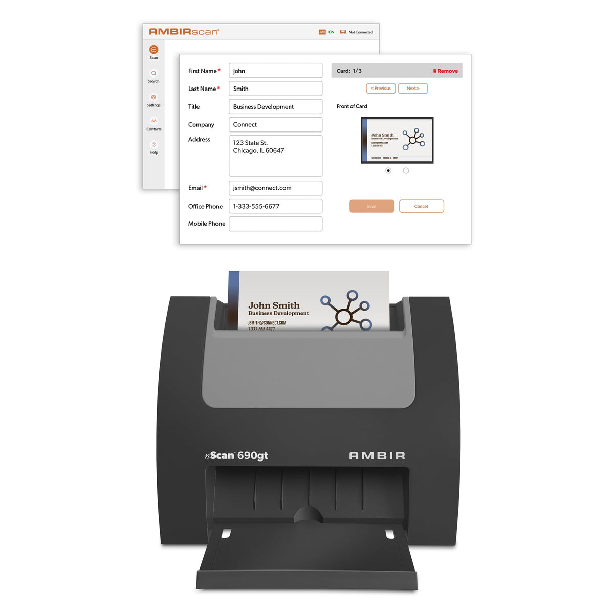 Escáner Vertical Ambir nScan 690gt Alta Velocidad AmbirScan para PC con Windows
