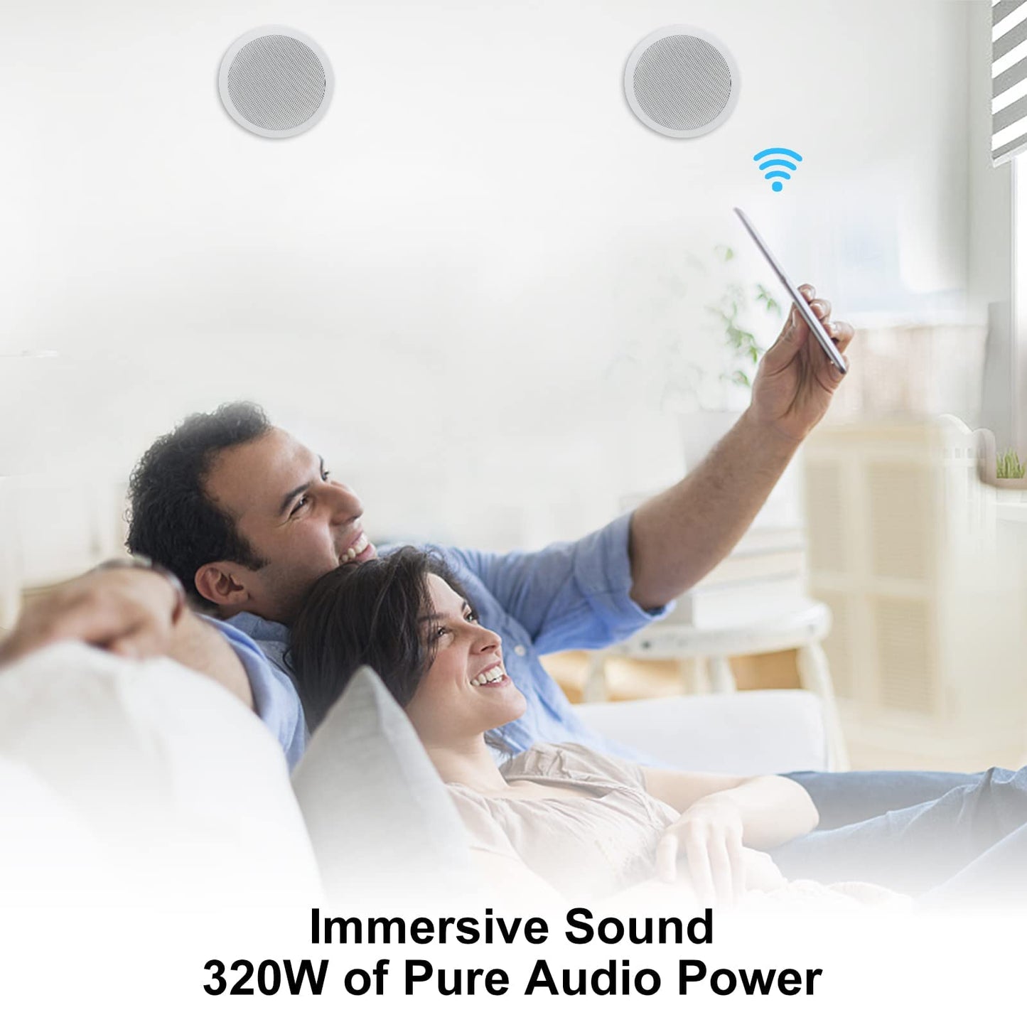 Herdio Altavoces de Techo Compatible with Bluetooth HCS-818BT de 6.5 Pulgadas de de de Montaje Empotrado en Altavoces de Pared para el hogar, Oficina con Rango Completo de Sonido Superior