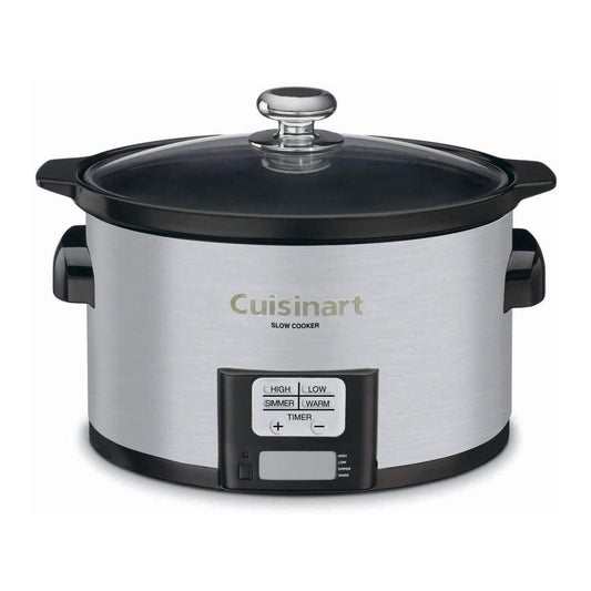 Cuisinart PSC-350 olla lenta programable de 3-1/2 cuartos de galón, plata, 9-1/2 pulgadas de alto x 23 cm de ancho x 32 cm de largo