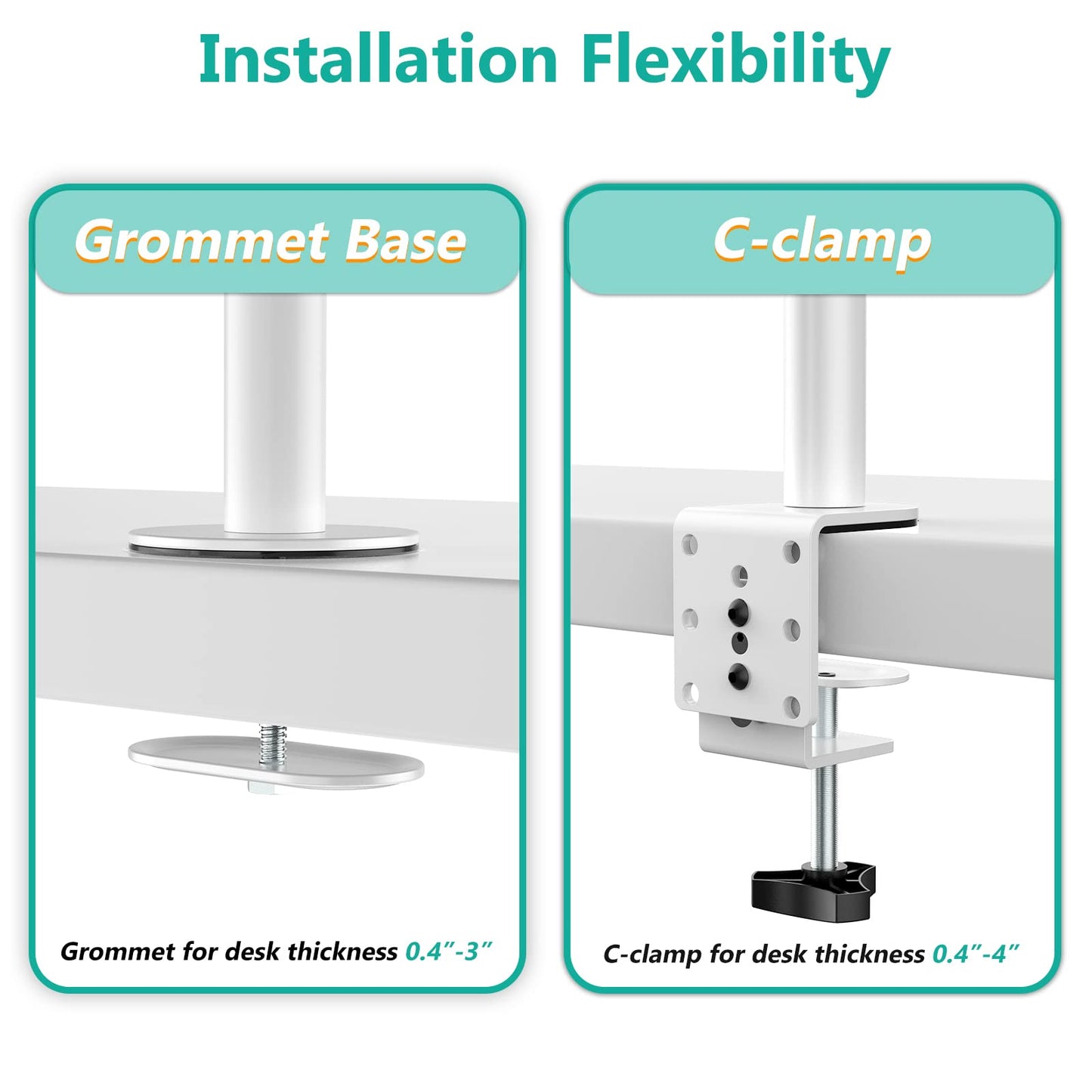 Soporte de Monitores Triple WALI Blanco Ajustable para Tres Pantallas de Hasta 27 Pulgadas