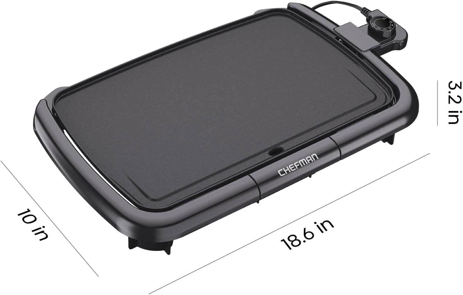 Chefman Plancha eléctrica con control de temperatura extraíble, parrilla ideal para hamburguesas, huevos, plancha para panqueques, superficie de cocción antiadherente fácil de limpiar 10 x 16 pulgadas
