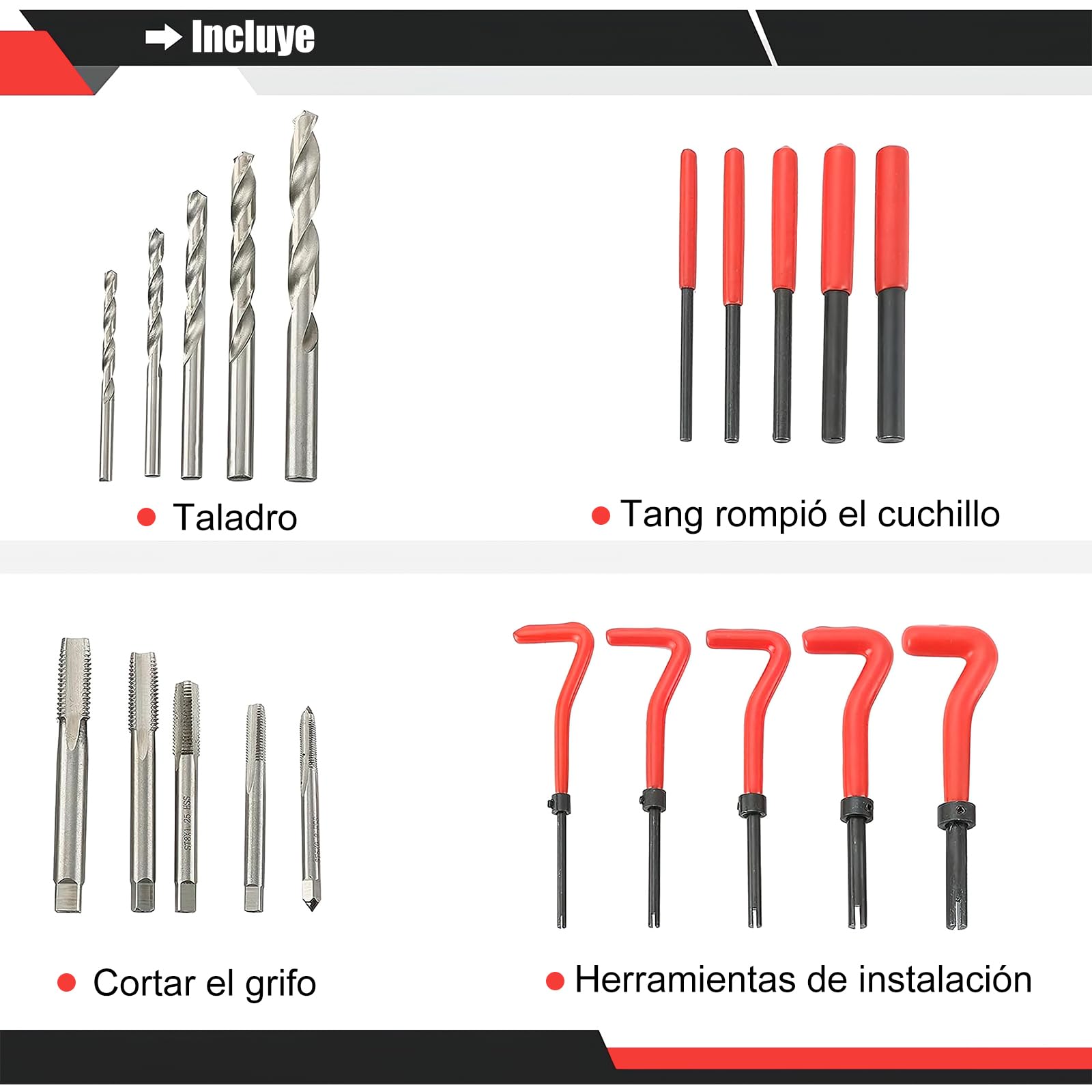 Kit Reparación Roscas SPOWAY Acero Inoxidable 131 Piezas Métrico
