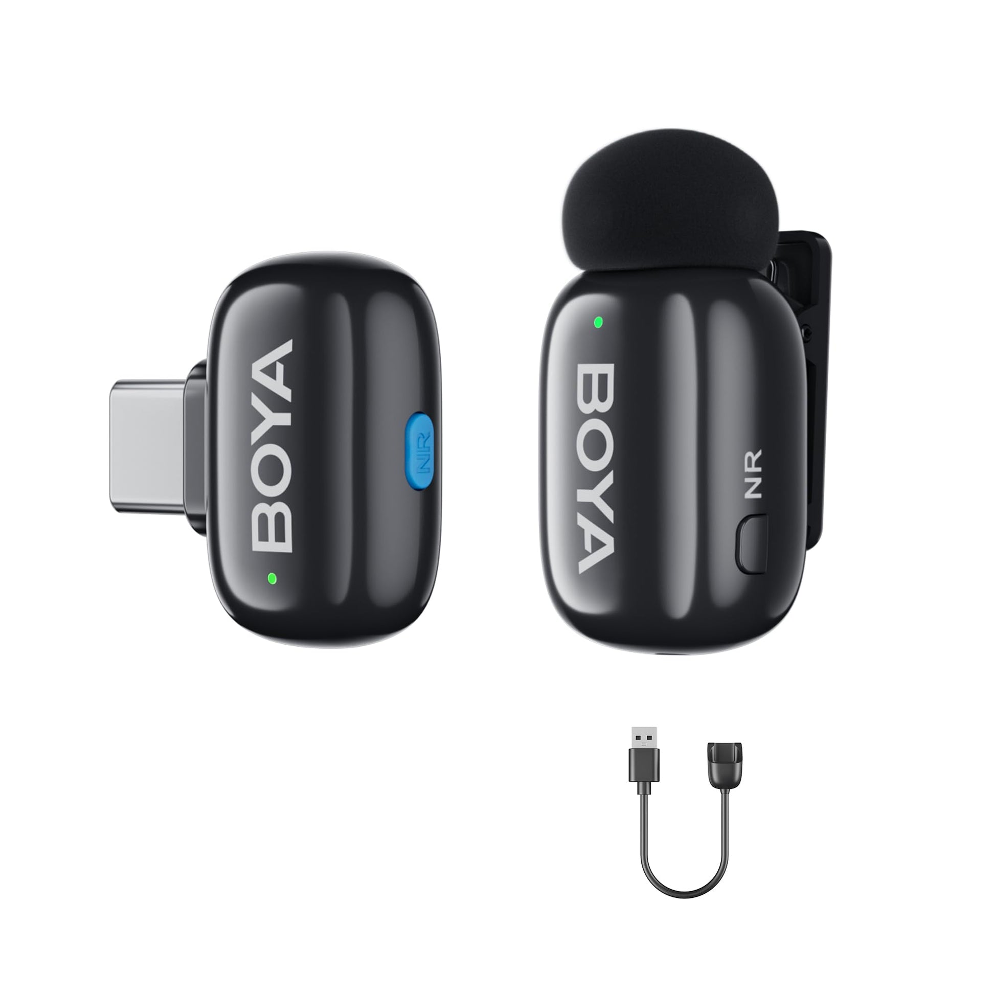 BOYA Mini 17 Micrófono de Solapa inalámbrico Profesional para teléfonos Android y portátiles Puerto Type-c para Vlogging, Podcasting, Blogging, Youtube Live Streaming Negro
