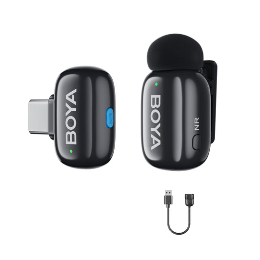 BOYA Mini 17 Micrófono de Solapa inalámbrico Profesional para teléfonos Android y portátiles Puerto Type-c para Vlogging, Podcasting, Blogging, Youtube Live Streaming Negro