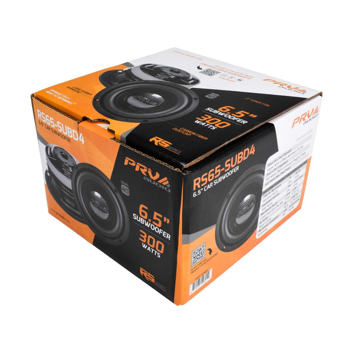 PRV AUDIO Sub D4 de 6.5 pulgadas de 600 vatios de potencia máxima dual de 4 ohmios, 8.75 mm Xmax, RS65-SUBD4, bobina de voz de 2 pulgadas, subwoofer de coche poco profundo de 6.5 pulgadas delgado para