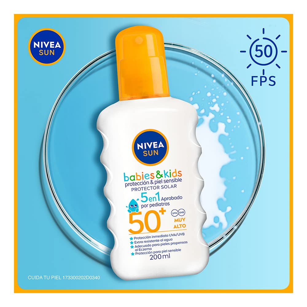 Protector Solar en Spray NIVEA Kids FPS 50+ Resistente al Agua para Piel Sensible