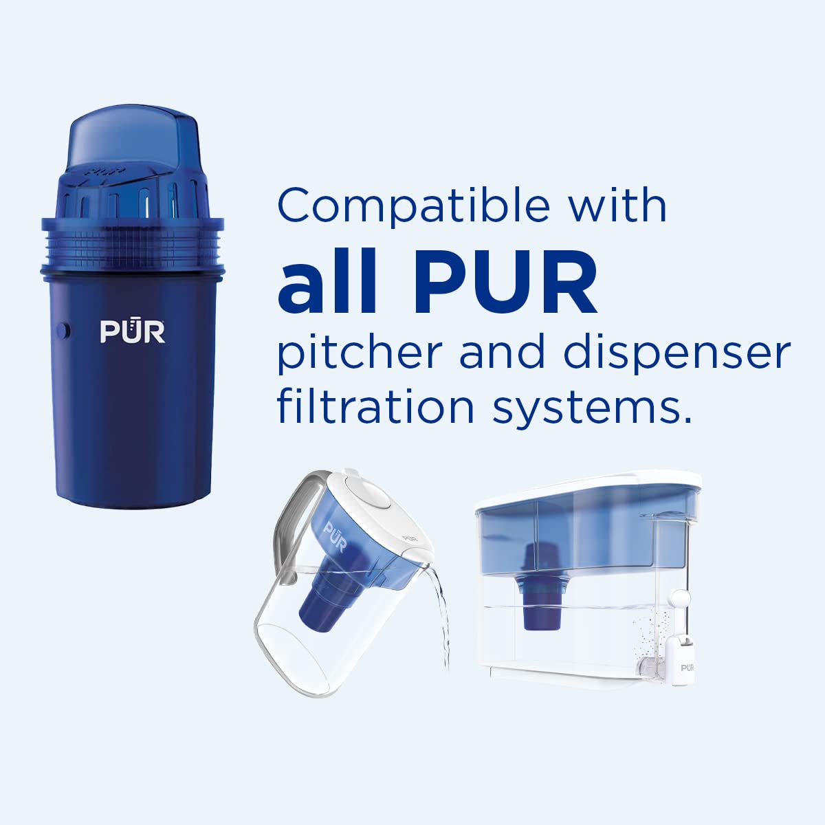 Filtro de repuesto para jarra de agua PUR Basic de 2 etapas, 1 paquete, filtros de repuesto para jarras de filtro de agua PUR, sabor y olor reducido al cloro, filtros proporcionan 40 galones/2 meses de agua filtrada, Básico más rápido, NA, Paquete-de-2, 1