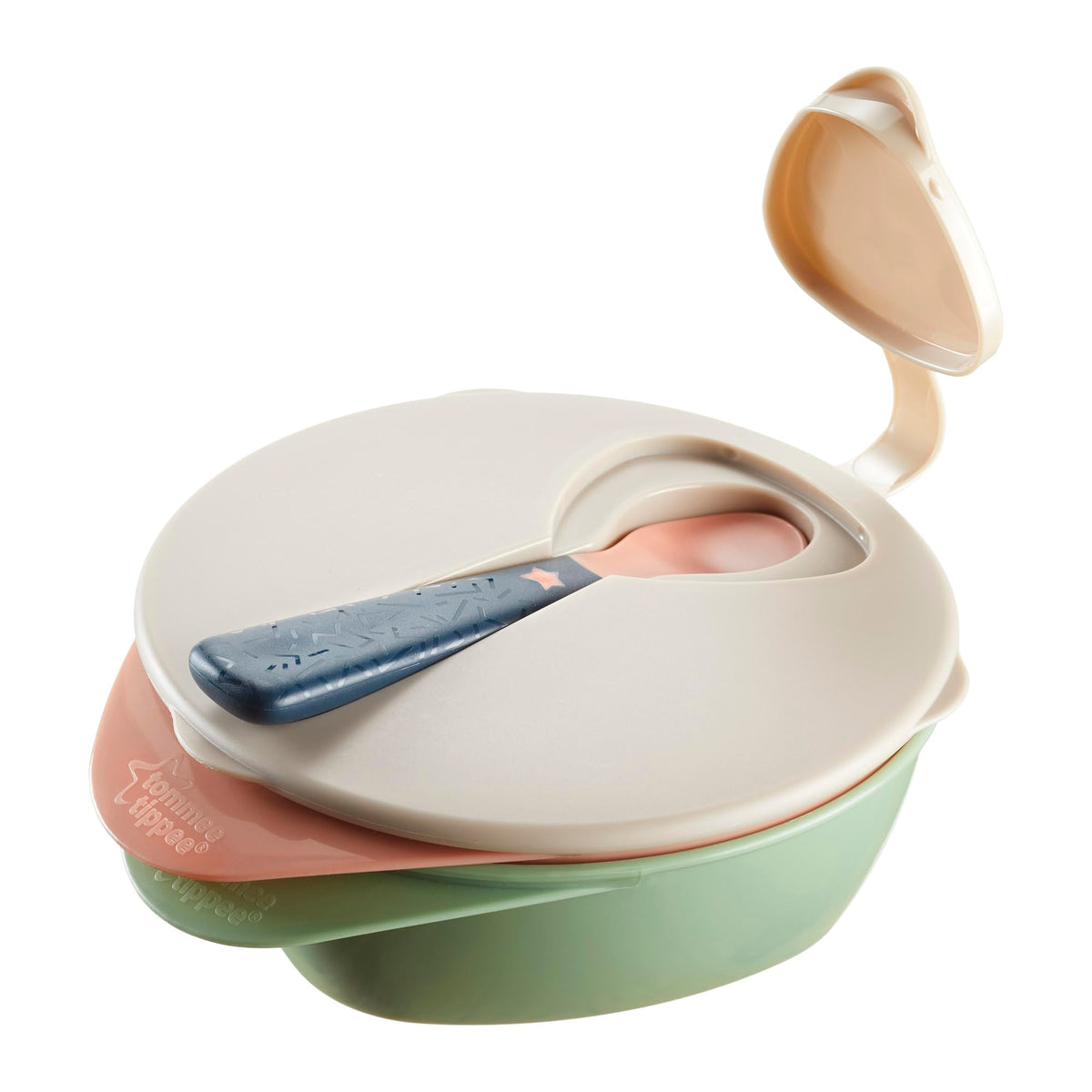 Tommee Tippee Bowl with Lid and Spoon and a Unique Triangular Base